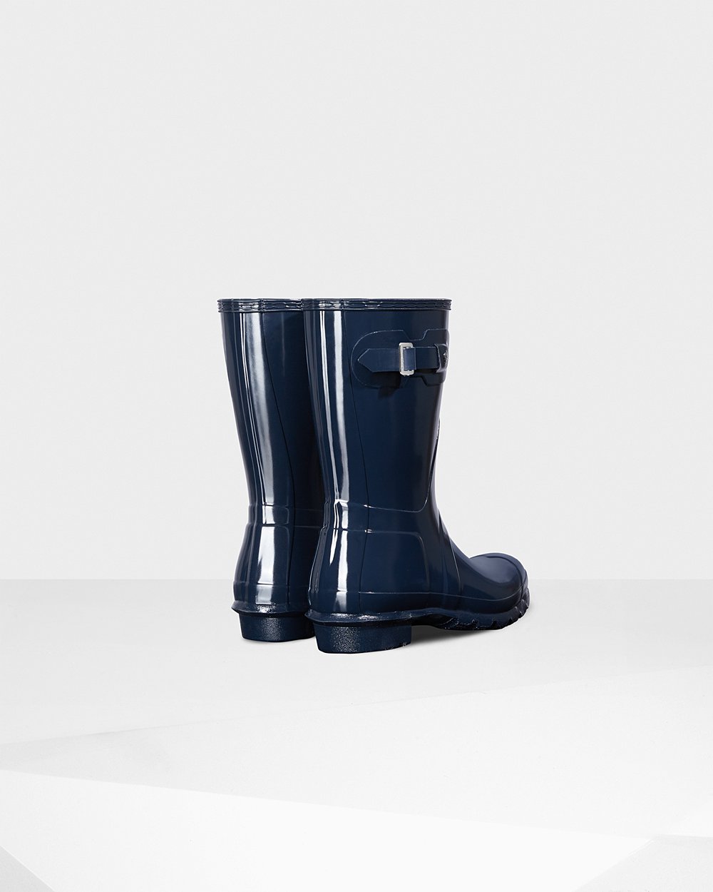 Womens Short Rain Boots - Hunter Original Gloss (08PNVHZEA) - Navy